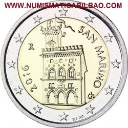SAN MARINO 2 EUROS 2016 CASA DEL GOBIERNO @Diseño TIPO 1@ SC MONEDA TIPO NORMAL NO CONMEMORATIVA @ESCASA@