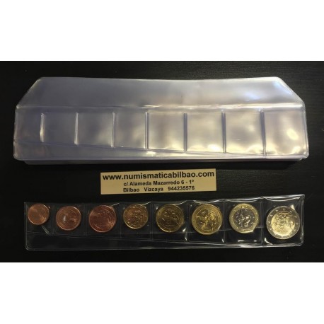 TIRA DE PLASTICO DE GRAN CALIDAD PARA 8 MONEDAS EURO o MONEDAS MUNDIALES 8 ESPACIOS