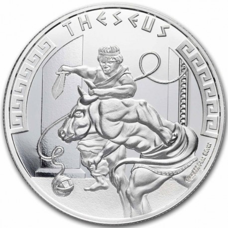 . 1@0Tirada 7.500 uds.@ NIUE 2 DOLARES 2024 THESEUS Mitología Griega 3ª MONEDA DE PLATA ONZA OZ Teseo