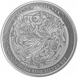 . 1 aaaaaaacoin NIUE 2 DOLARES 2024 SILVER PHOENIX King Charles III MONEDA DE PLATA OZ ONZA cápsula