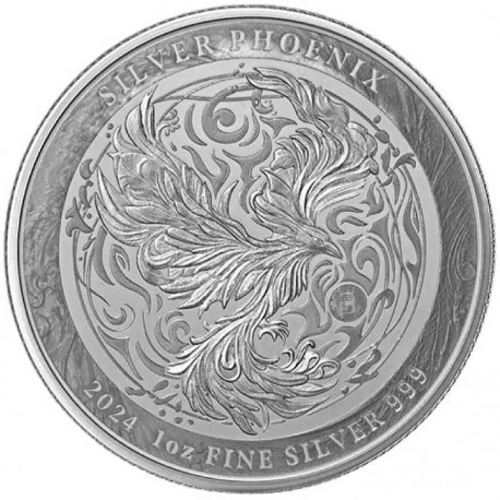 . 1 aaaaaaacoin NIUE 2 DOLARES 2024 SILVER PHOENIX King Charles III MONEDA DE PLATA OZ ONZA cápsula