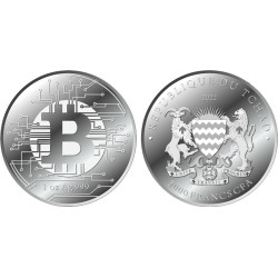 . 1 aaaacoin CHAD 5000 FRANCOS 2022 BITCOIN Cripto coin MONEDA DE PLATA PURA Tchad 1 ONZA OZ silver