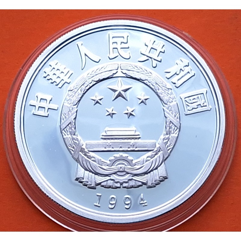 CHINA 10 YUAN 1994 BOXEADORES CENTENARIO DE LAS OLIMPIADAS KM.528 MONEDA DE PLATA PROOF Boxing 