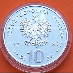 @RARA@ POLONIA 10 ZLOTY 1995 ESTATUAS - OLIMPIADA DE ATLANTA 1996 1896 KM.101 MONEDA DE PLATA PROOF 32 mm