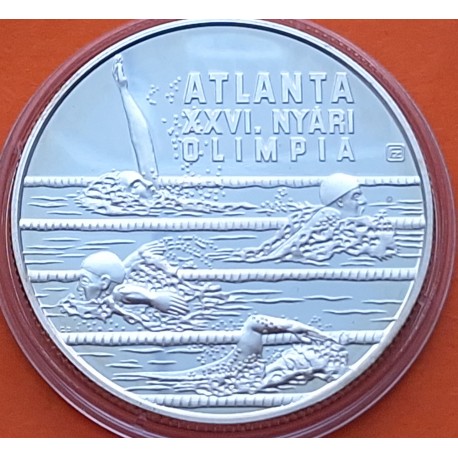 HUNGRIA 1000 FORINT 1994 BP NATACIÓN OLIMPIADA DE ATLANTA 1996 KM.712 MONEDA DE PLATA PROOF Hungary silver SWIMMING