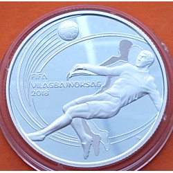 @ESCASA@ HUNGRIA 5000 FORINT 2018 MUNDIAL DE FUTBOL en RUSIA KM.949 MONEDA PLATA PROOF Hungary silver 30mm 12grs