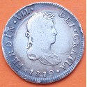 ESPAÑA Rey FERNANDO VII 2 REALES 1819 JJ Ceca de MEXICO MONEDA DE PLATA @PATINA@ Spain silver coin Ferdin Dei Gratia