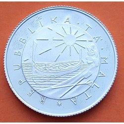 MALTA 2 LIRAS 1977 LUIGI PREZIOSI y GONDOLA KM.46 MONEDA DE PLATA PROOF + IMPERFECCIONES silver coin