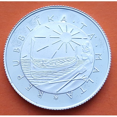 MALTA 2 LIRAS 1977 LUIGI PREZIOSI y GONDOLA KM.46 MONEDA DE PLATA PROOF + IMPERFECCIONES silver coin