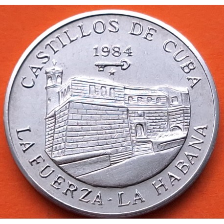 CUBA 1 PESO 1984 CASTILLO LA FUERZA en LA HABANA KM.142 MONEDA DE NICKEL SC + IMPERFECCIONES Caribe