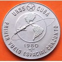 CUBA 1 PESO 1980 PRIMER VUELO ESPACIAL CONJUNTO URSS KM.194 MONEDA DE NICKEL SC- Caribe RUSIA