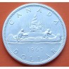CANADA 1 DOLAR 1965 INDIOS EN CANOA KM.64.1 MONEDA DE PLATA EBC + RAYITAS $1 Dollar silver 0,60 ONZAS