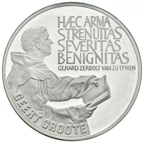 0,74 ONZAS x HOLANDA 25 ECU 1990 GROOTE KM.X.85.2 MONEDA DE PLATA PROOF The Netherlands 25 Ecus