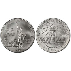 ESTADOS UNIDOS 1 DOLAR 1986 P ESTATUA DE LA LIBERTAD EN ELLIS ISLAND KM.214 MONEDA DE PLATA SC SI CÁPSULA