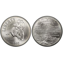 ESTADOS UNIDOS 1 DOLAR 1995 P SOLDADO HERIDO CICIL WAR BATTLEFIELD KM.255 MONEDA DE PLATA SIN CIRCULAR USA silver coin