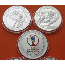 . 4 ONZAS x KOREA DEL SUR 10000 WON 2002 MUNDIAL DE FÚTBOL KM.99/101 MONEDA DE PLATA PROOF South Corea
