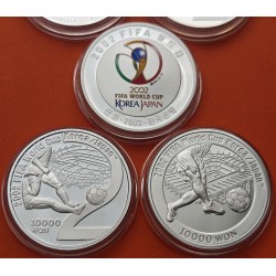 . 4 ONZAS x KOREA DEL SUR 10000 WON 2002 MUNDIAL DE FÚTBOL KM.99/101 MONEDA DE PLATA PROOF South Corea