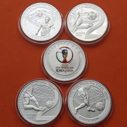 . 4 ONZAS x KOREA DEL SUR 10000 WON 2002 MUNDIAL DE FÚTBOL KM.99/101 MONEDA DE PLATA PROOF South Corea