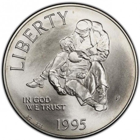 ESTADOS UNIDOS 1 DOLAR 1995 P SOLDADO HERIDO CICIL WAR BATTLEFIELD KM.255 MONEDA DE PLATA SC USA silver coin UNC