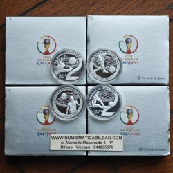 . 4 ONZAS x KOREA DEL SUR 10000 WON 2002 MUNDIAL DE FÚTBOL KM.99/101 MONEDA DE PLATA PROOF South Corea