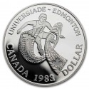 CANADA 1 DOLAR 1983 UNIVERSIADA DE EDMONTON KM.138 MONEDA DE PLATA BAJA PROOF $1 Dollar silver coin