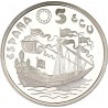 1 ONZA x ESPAÑA 5 ECU 1995 LA MARINA ESPAÑOLA GALEON y BARCO ANTIGUO MONEDA DE PLATA PROOF NO ESTUCHE FNMT 5 Ecus 1995