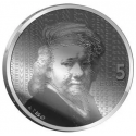 . 0,36 ONZAS de PLATA PURA x HOLANDA 5 EUROS 2006 PINTOR REMBRANDT 400 ANIVERSARIO MONEDA SC The Netherlands