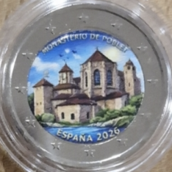 . @014/MAYO Envío@ COLOR Nº 1 - ESPAÑA 2 EUROS 2026 MONASTERIO DE POBLET - UNESCO cápsula MONEDA CONMEMORATIVA