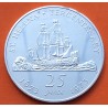 SANTA HELENA 25 PENIQUES 1973 BARCO III TERCENTENARY 1673 QUEEN ELIZABETH II KM.5 A MONEDA DE PLATA PROOF @IMPERFECCIONES@
