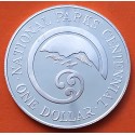 NUEVA ZELANDA 1 DOLAR 1987 PARQUES NACIONALES e ISABEL II KM.65 MONEDA DE PLATA PROOF + IMPERFECCIONES New Zealand