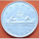 CANADA 1 DOLAR 1962 INDIOS EN CANOA VOYAGEUR KM.54 MONEDA DE PLATA EBC- silver 0,60 ONZAS R/1