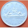 CANADA 1 DOLAR 1962 INDIOS EN CANOA VOYAGEUR KM.54 MONEDA DE PLATA EBC- silver 0,60 ONZAS R/1