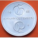 ALEMANIA DEMOCRATICA 10 MARCOS 1968 JOHANN GUTENBERG IMPRENTA KM.20.1 MONEDA DE PLATA SC DDR RDA 10 Marks Silver
