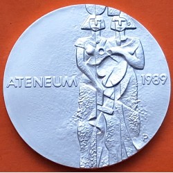 FINLANDIA 100 MARKKAA 1989 ARTES VISUALES - MUJERES en ATENEUM KM.75 MONEDA DE PLATA SC Finnland