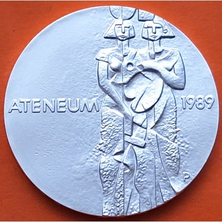 FINLANDIA 100 MARKKAA 1989 ARTES VISUALES - MUJERES en ATENEUM KM.75 MONEDA DE PLATA SC Finnland
