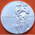 FINLANDIA 100 MARKKAA 1989 ARTES VISUALES - MUJERES en ATENEUM KM.75 MONEDA DE PLATA SC Finnland