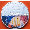 @COLORES@ FIJI 1 DOLAR 2009 PEZ ÁNGEL e ISABEL II Tropical Fish KM.145 MONEDA DE NICKEL + BAÑO DE PLATA SC