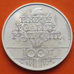 FRANCIA 100 FRANCOS 1987 GENERAL LAFAYETTE KM.962 MONEDA DE PLATA PROOF + IMPERFECCIONES France 100 Francs silver R/5