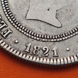 ESPAÑA Rey FERNANDO VII 10 REALES 1821 SR Ceca de MADRID RESELLADO MONEDA DE PLATA @ESCASA@ Spain Ferdinand VII
