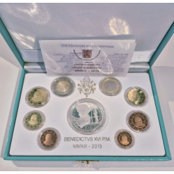 . @RARO@ VATICANO ESTUCHE EUROS PROOF 2013 PAPA BENEDICTO XVI 1/50 Céntimos 1€ + 2 EUROS 2013 + 20 EUROS 2013 PLATA SET
