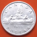 CANADA 1 DOLAR 1956 REINA ISABEL II INDIOS EN CANOA KM.54 MONEDA DE PLATA EBC Silver $1 Dollar VOYAGEUR QUEEN ELIZABETH II