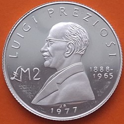 MALTA 2 LIRAS 1977 LUIGI PREZIOSI y GONDOLA KM.46 MONEDA DE PLATA PROOF + IMPERFECCIONES silver coin