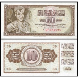 YUGOSLAVIA 10 DINARA 1968 OBRERO CON CASCO MINERO Pick 82  BILLETE SC UNC BANKNOTE