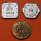 . @RARAS@ VITORIA 10 CENTIMOS + 25 CENTIMOS + 1 PESETA 1937 a 1939 3 x FICHA DE COOPERATIVA TRABAJADORES VASCOS EUSKADI ALAVA