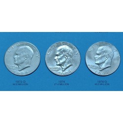 @VER FOTO@ ESTADOS UNIDOS 1 DOLAR 1974 D EISENHOWER y AGUILA EN LA LUNA KM.203 MONEDA DE NICKEL EBC/SC USA $1 Dollar