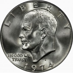 @VER FOTO@ ESTADOS UNIDOS 1 DOLAR 1974 D EISENHOWER y AGUILA EN LA LUNA KM.203 MONEDA DE NICKEL EBC/SC USA $1 Dollar