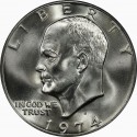 @VER FOTO@ ESTADOS UNIDOS 1 DOLAR 1974 D EISENHOWER y AGUILA EN LA LUNA KM.203 MONEDA DE NICKEL EBC/SC USA $1 Dollar