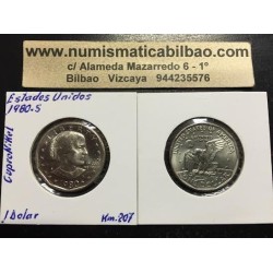 ESTADOS UNIDOS 1 DOLAR 1980 S SUSAN B. ANTHONY AGUILA SOBRE LA LUNA KM.207 MONEDA DE NICKEL SIN CIRCULAR USA 1 Dollar