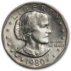ESTADOS UNIDOS 1 DOLAR 1980 S SUSAN B. ANTHONY AGUILA SOBRE LA LUNA KM.207 MONEDA DE NICKEL SIN CIRCULAR USA 1 Dollar