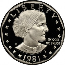 @MUY RARA - TYPE II - CLEAR S@ ESTADOS UNIDOS 1 DOLAR 1981 S SUSAN B. ANTHONY KM.207 MONEDA DE NICKEL PROOF USA 1 Dollar